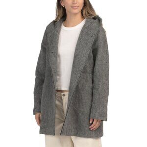 MAGARI Grey Made In Italy Wool Blend Hooded Coat
